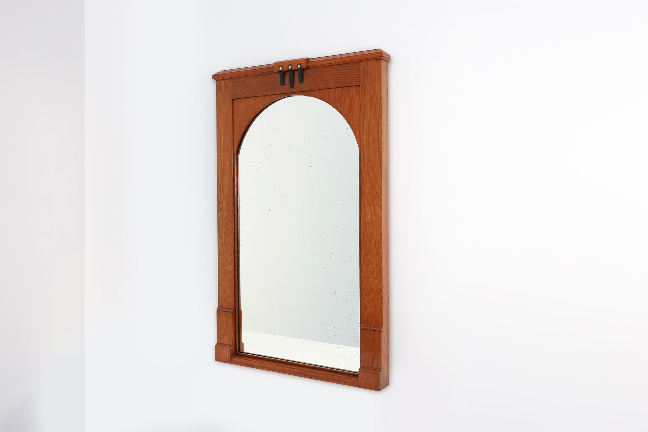 Art Deco Oak Wall Mirror, Belgium, circa 1915thumbnail